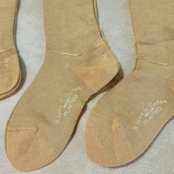 Antique Child's Over The Knee Socks 4 Pair Cotton & Rayon 6 1/2 Beige Dan Knit - Picture 5 of 13